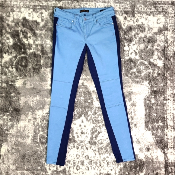 GENETIC DENIM Low Rise Blue Hyde Super Royal Two-tone Skinny - Picture 4 of 16